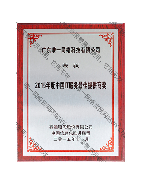 2015年度中國(guó)IT服務(wù)最佳提供商獎(jiǎng)